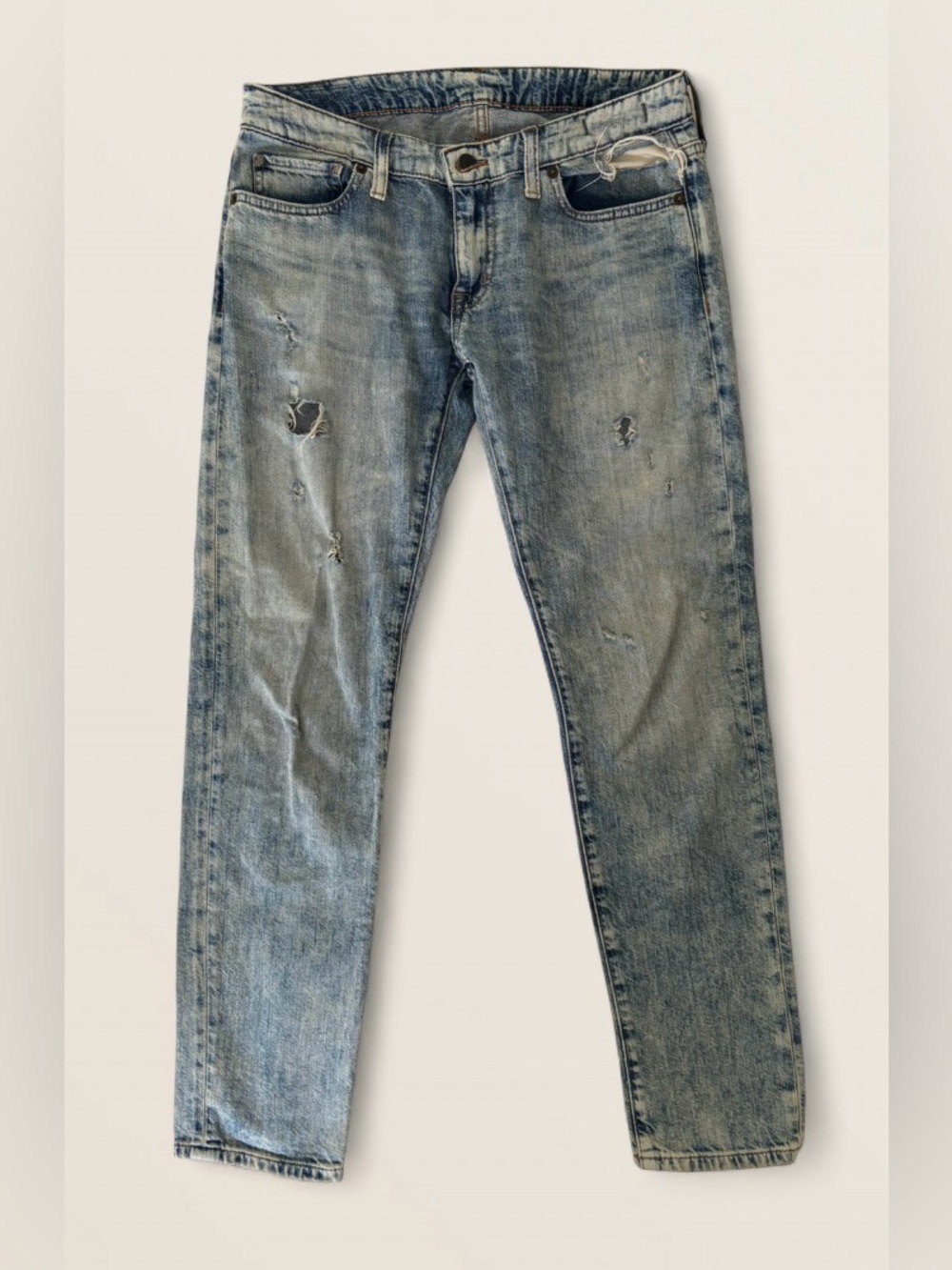 Denim & Supply Ralph Lauren Light Blue Low-Rise Slim Distressed Jeans